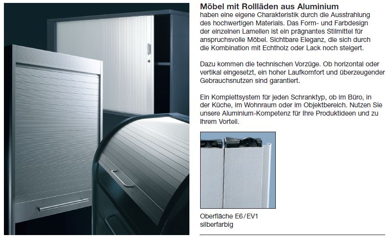 Möbel-Rollladenbox Aluminium - Stabbreite 24,6mm EV1 eloxiert Möbel-Rollladenbox Aluminium - Stabbreite 24,6mm EV1 eloxiert